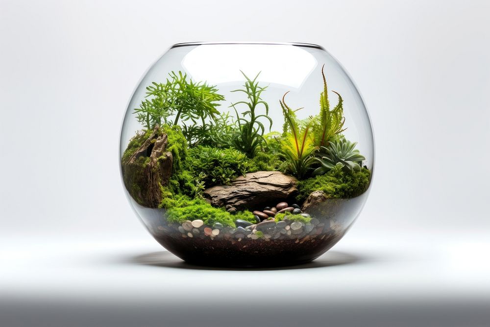 Aquarium plant transparent flowerpot. AI generated Image by rawpixel.