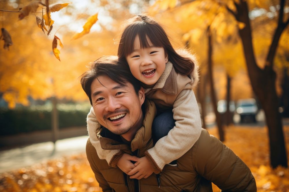 Autumn laughing father child. AI generated Image by rawpixel.