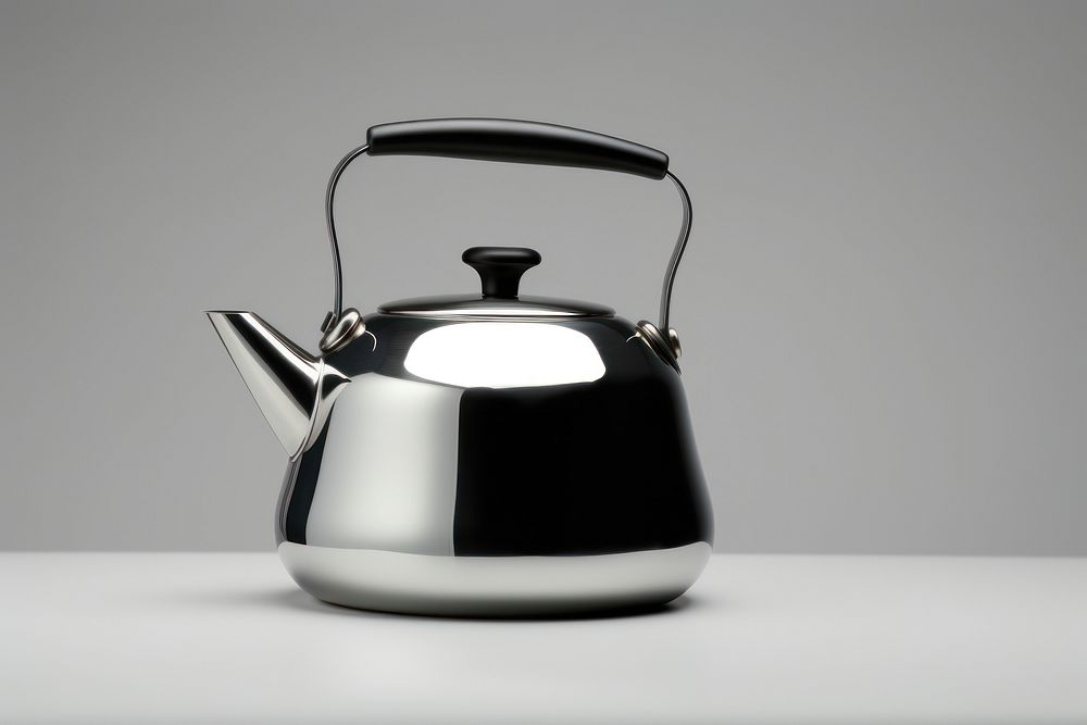 Kettle tableware steel monochrome. AI generated Image by rawpixel.