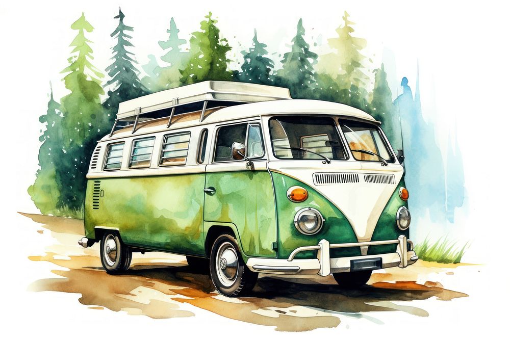 Camper van vehicle car bus. AI generated Image by rawpixel.