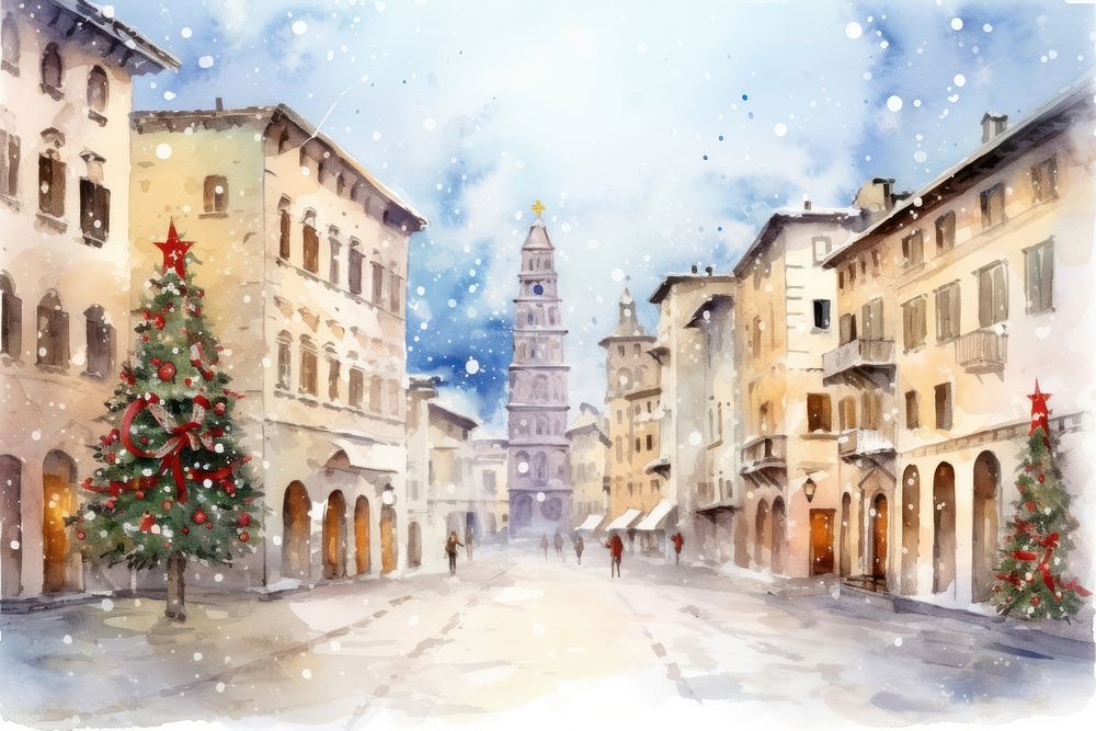 Christmas celebration street city. AI generated Image by rawpixel.