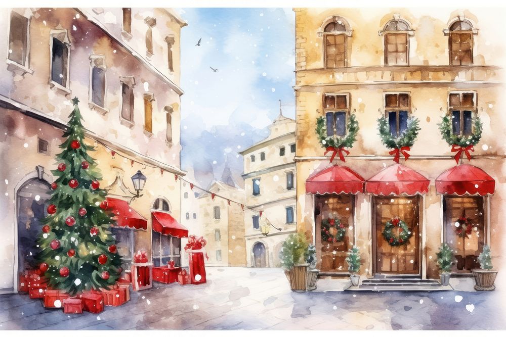 Christmas celebration city town. AI generated Image by rawpixel.