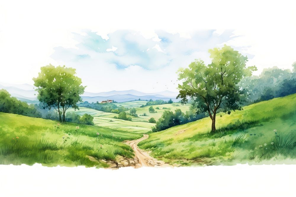 Countryside landscape grassland panoramic. AI generated Image by rawpixel.