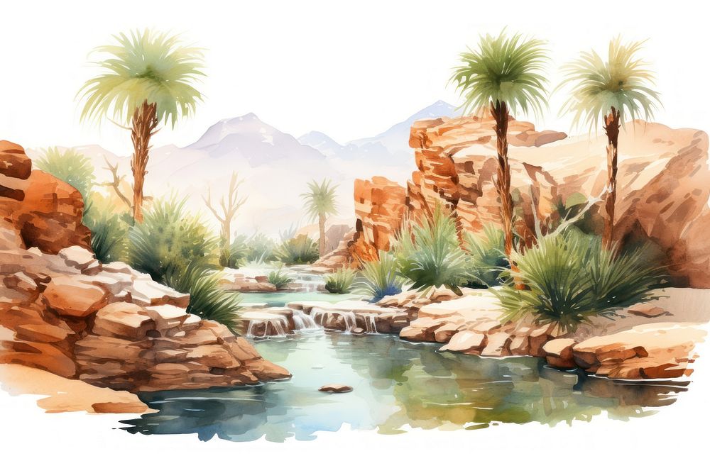 Desert oasis wilderness mountain outdoors. AI generated Image by rawpixel.