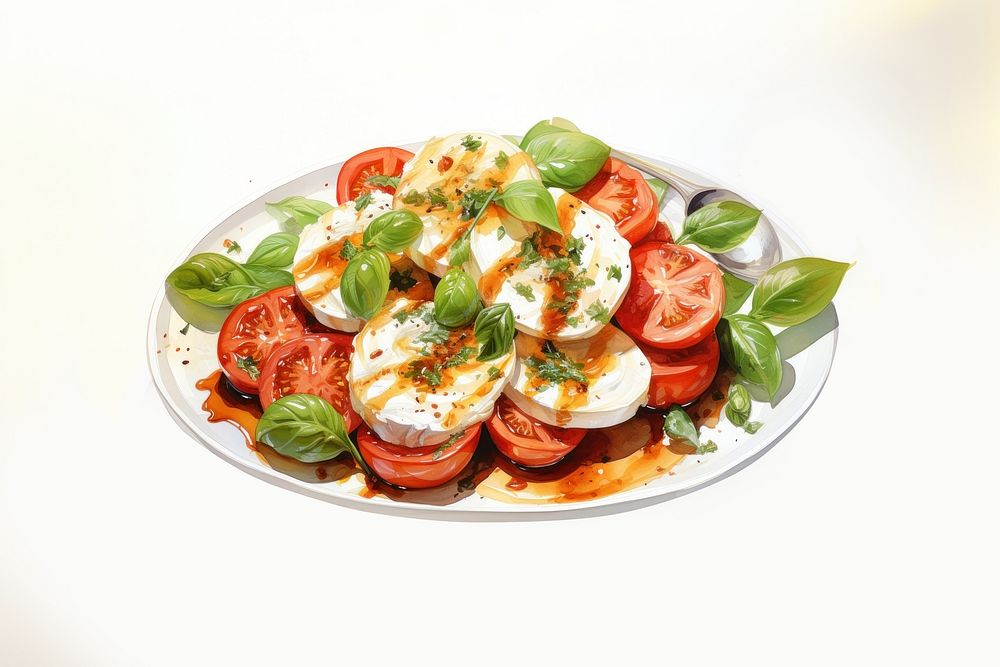 Insalata Caprese Italian food plate meal dish. AI generated Image by rawpixel.