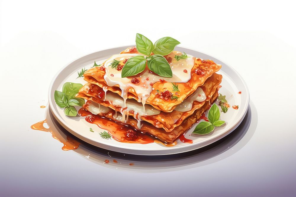Italian lasagna plate food breakfast. AI generated Image by rawpixel.