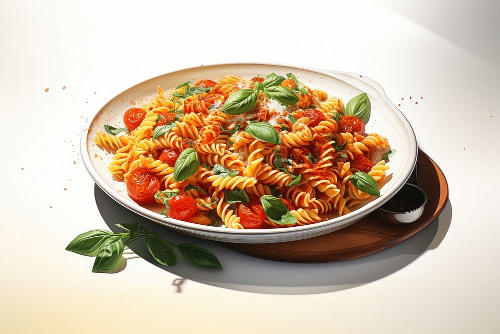 Italian pasta dish plate food meal. AI generated Image by rawpixel.