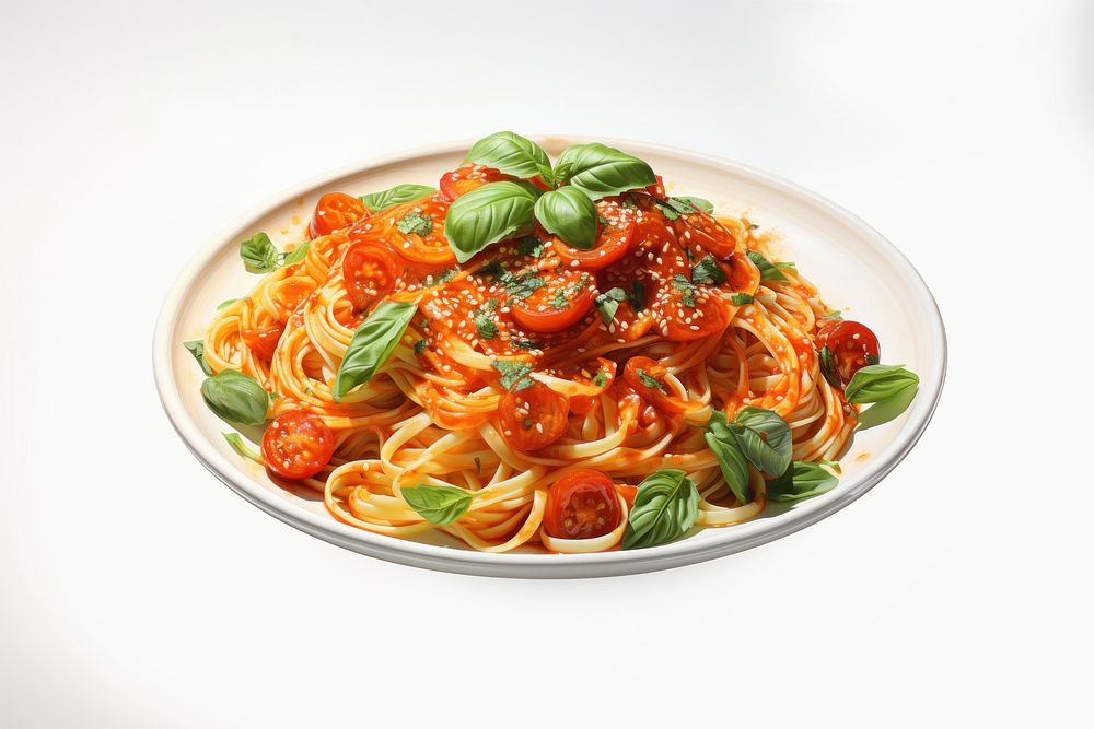 Italian pasta dish spaghetti plate food. AI generated Image by rawpixel.