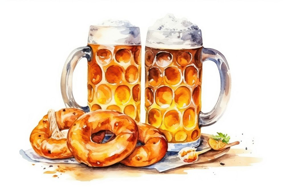 Oktoberfest drink bread glass. AI generated Image by rawpixel.