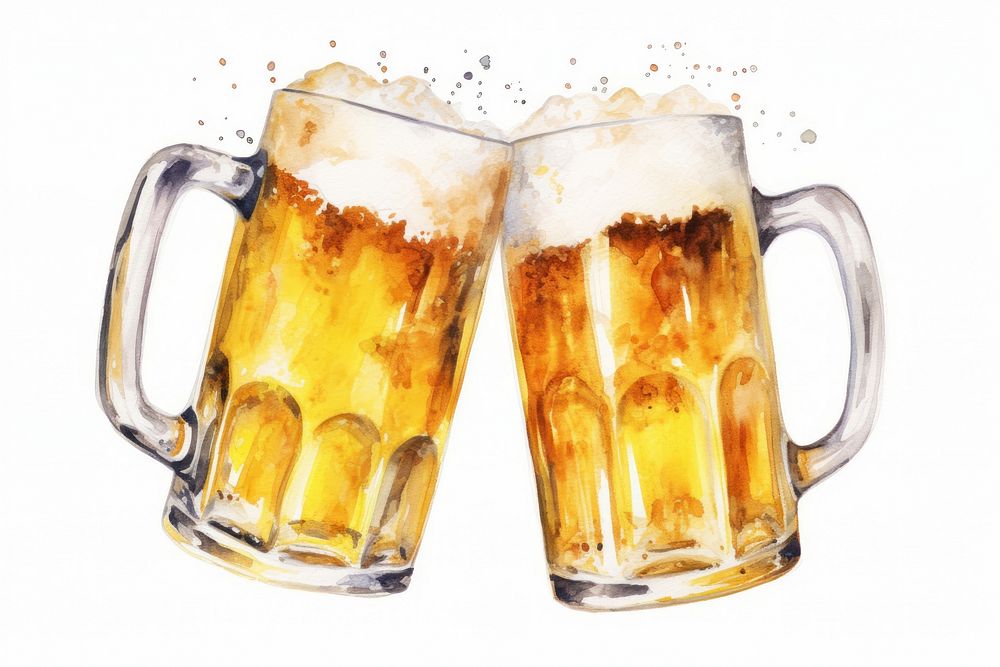Toasting beer mugs drink lager glass. AI generated Image by rawpixel.