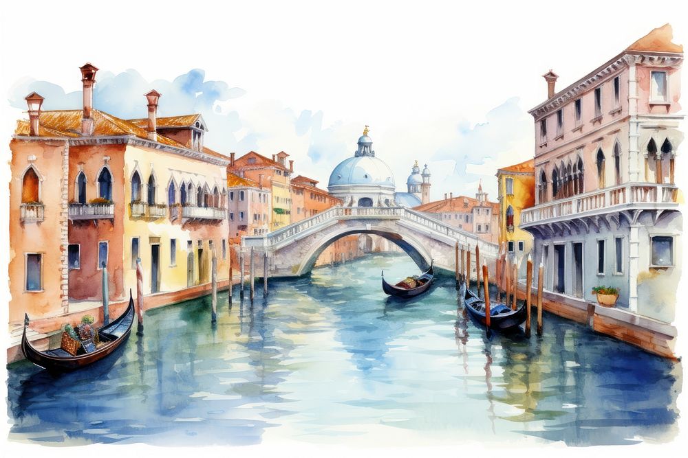 Gondola vehicle bridge canal. AI generated Image by rawpixel.
