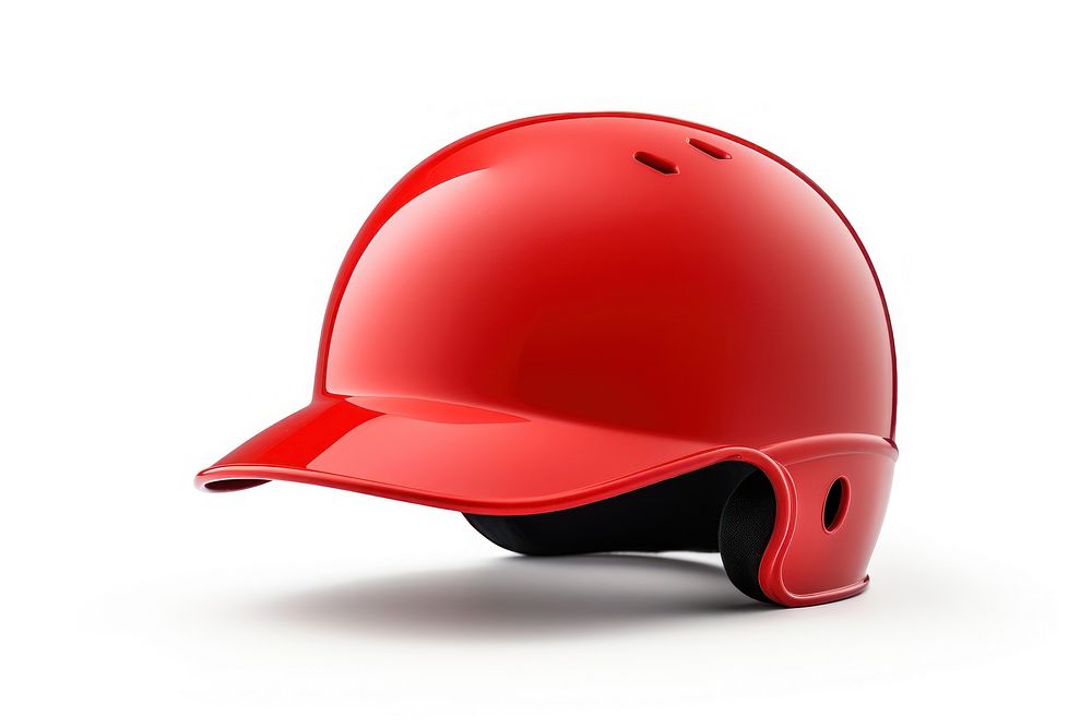Helmet baseball white background batting helmet. AI generated Image by rawpixel.