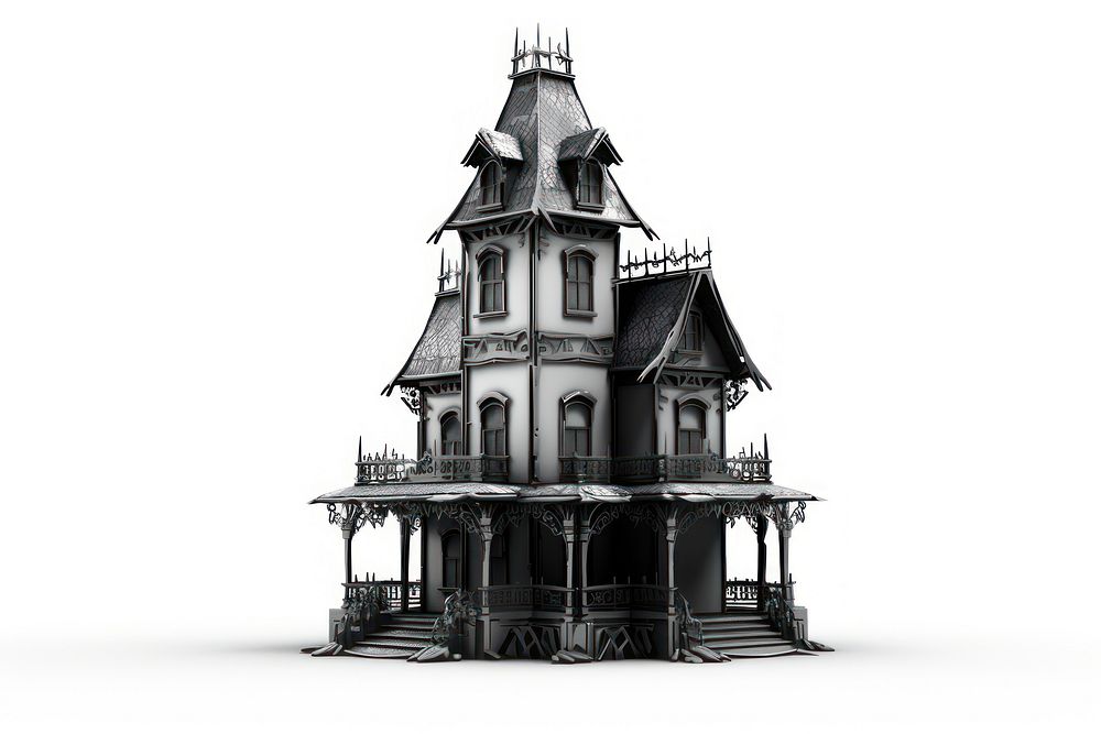 Haunted house architecture building sketch.