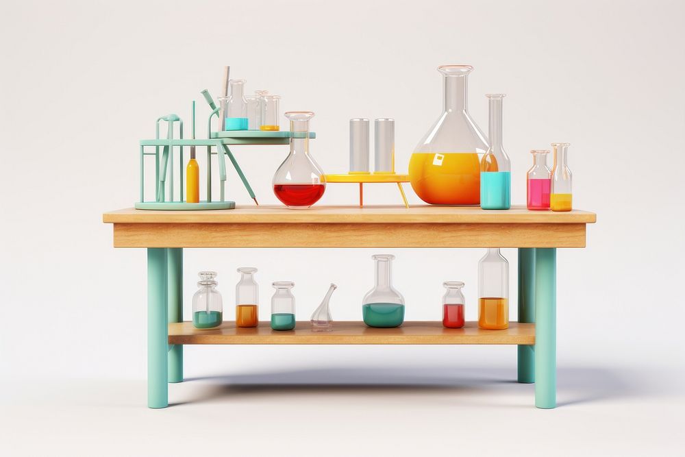 Science bottle table shelf. AI generated Image by rawpixel.