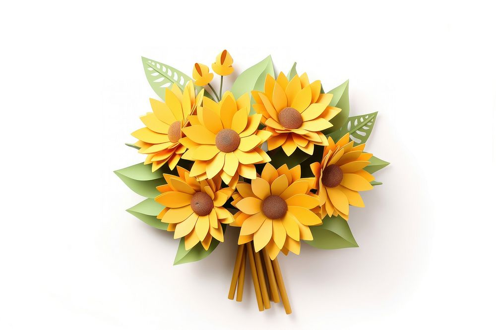 Sunflower paper plant white background. AI generated Image by rawpixel.
