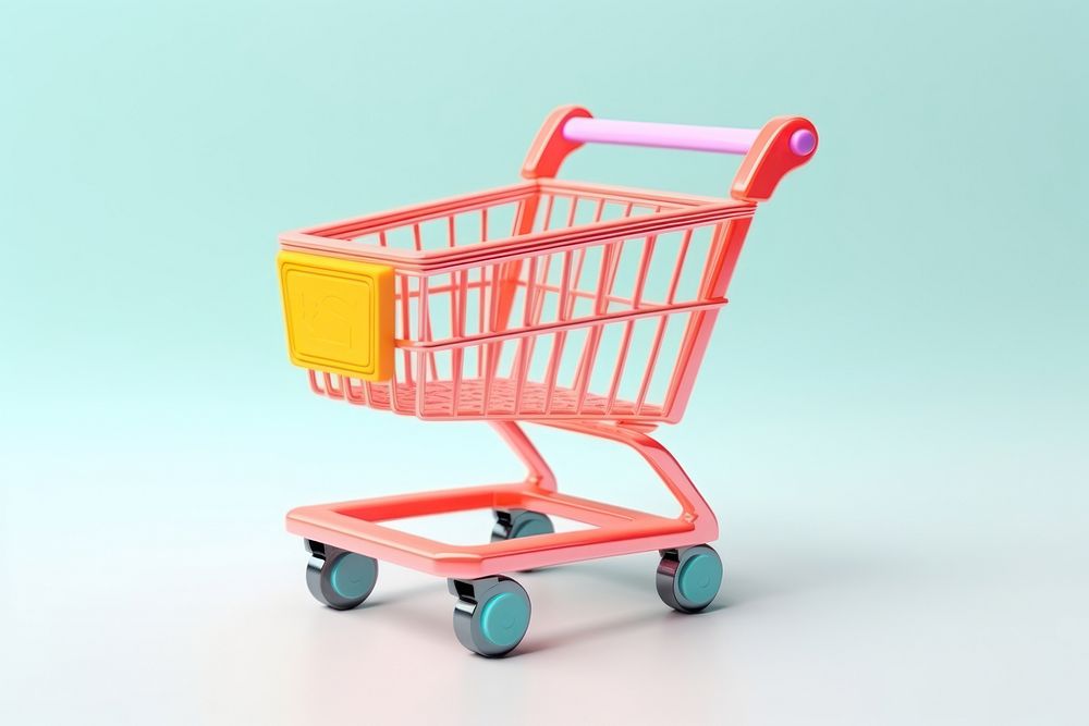 Supermarket shopping cart white background. AI generated Image by rawpixel.