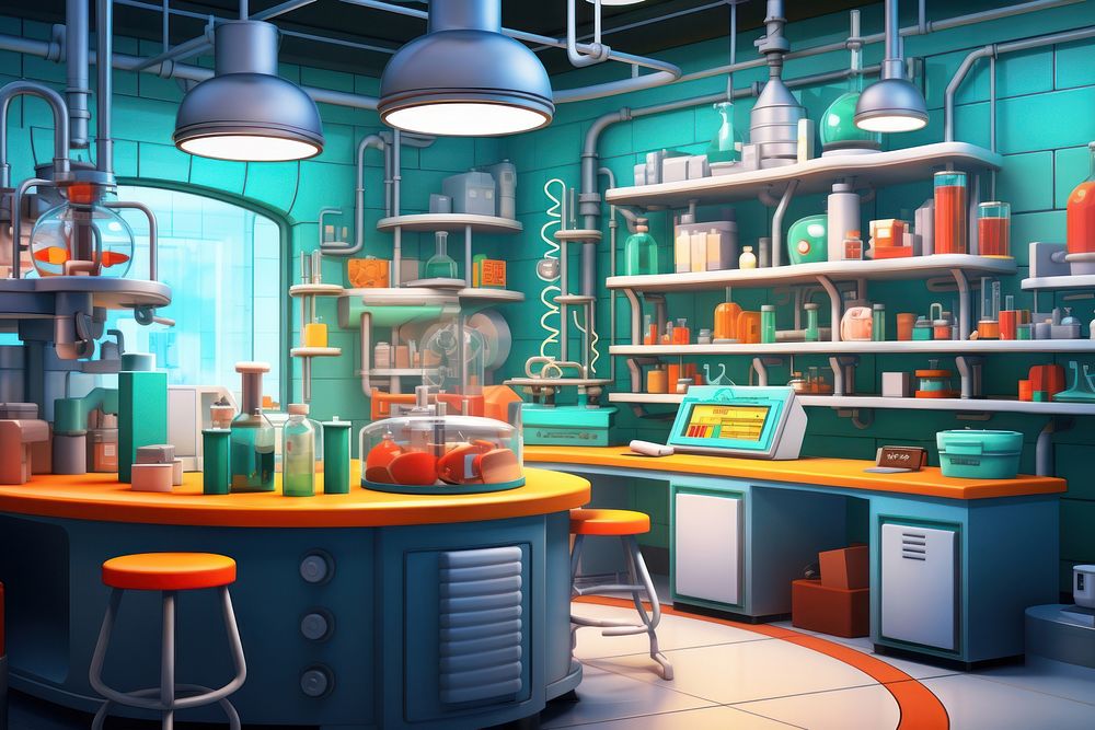 Cartoon room lab architecture. AI generated Image by rawpixel.