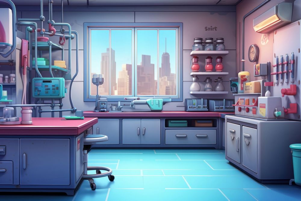 Kitchen cartoon room lab. AI generated Image by rawpixel.