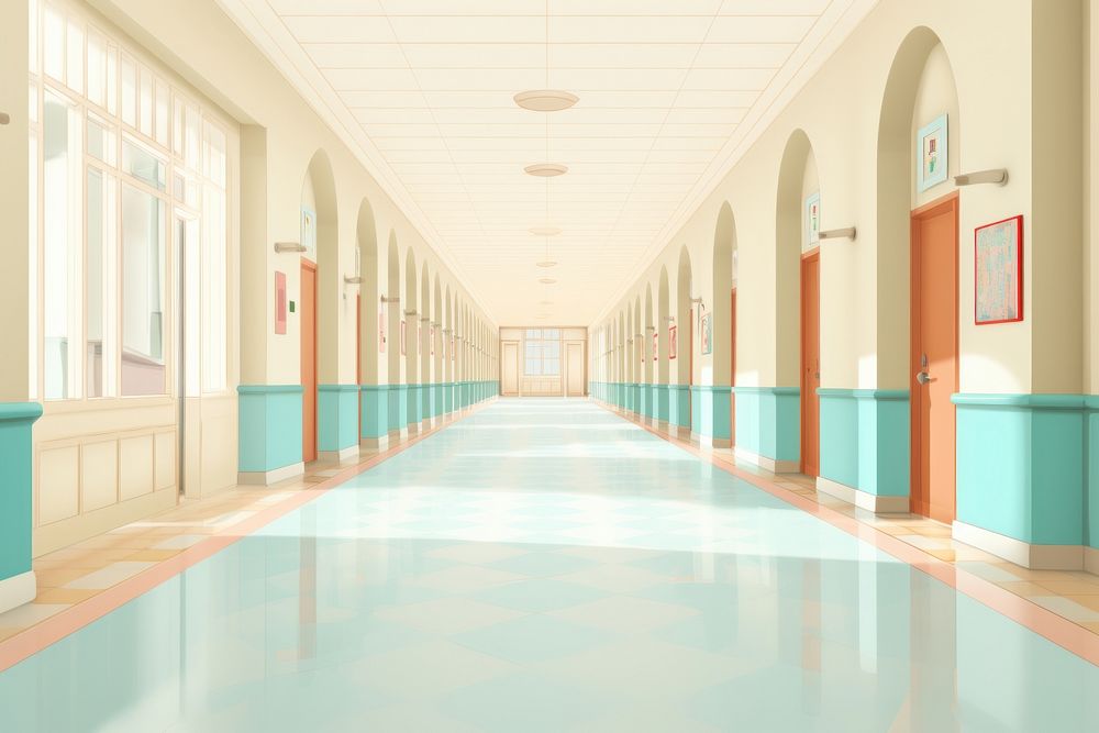 Architecture building corridor hospital. AI generated Image by rawpixel.