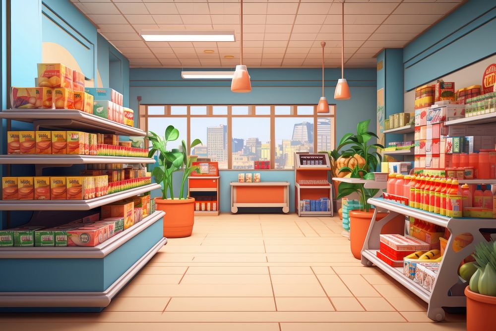 Supermarket room architecture arrangement. AI generated Image by rawpixel.