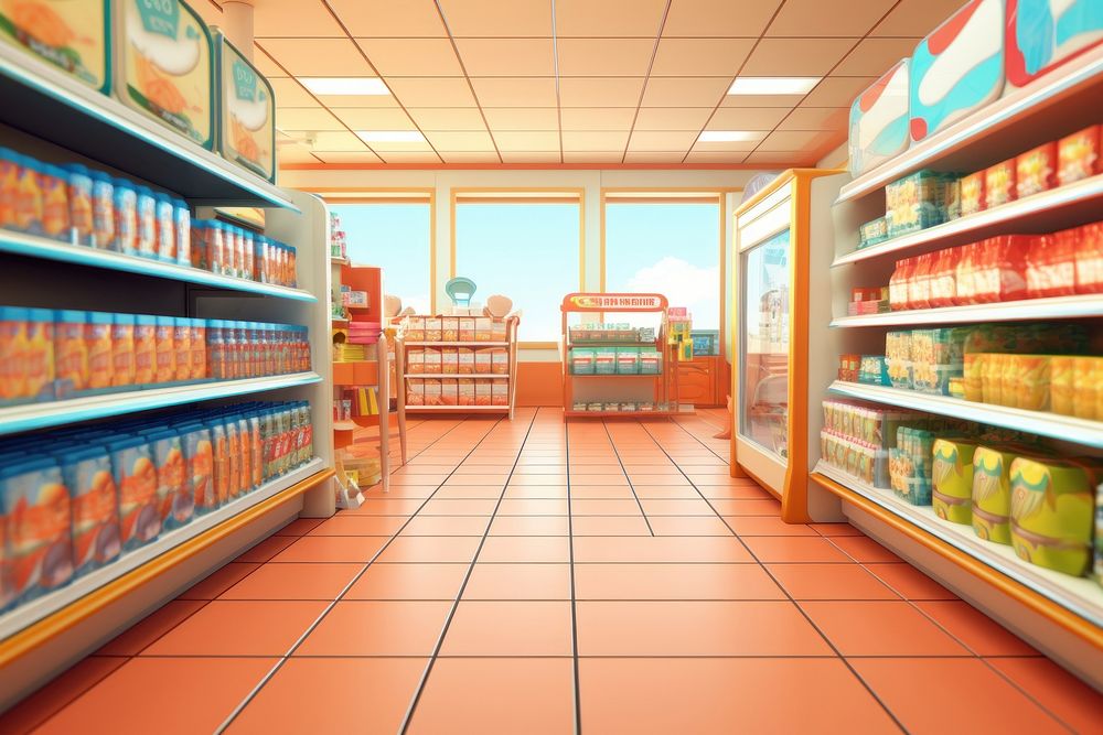 Supermarket architecture consumerism arrangement. AI generated Image by rawpixel.