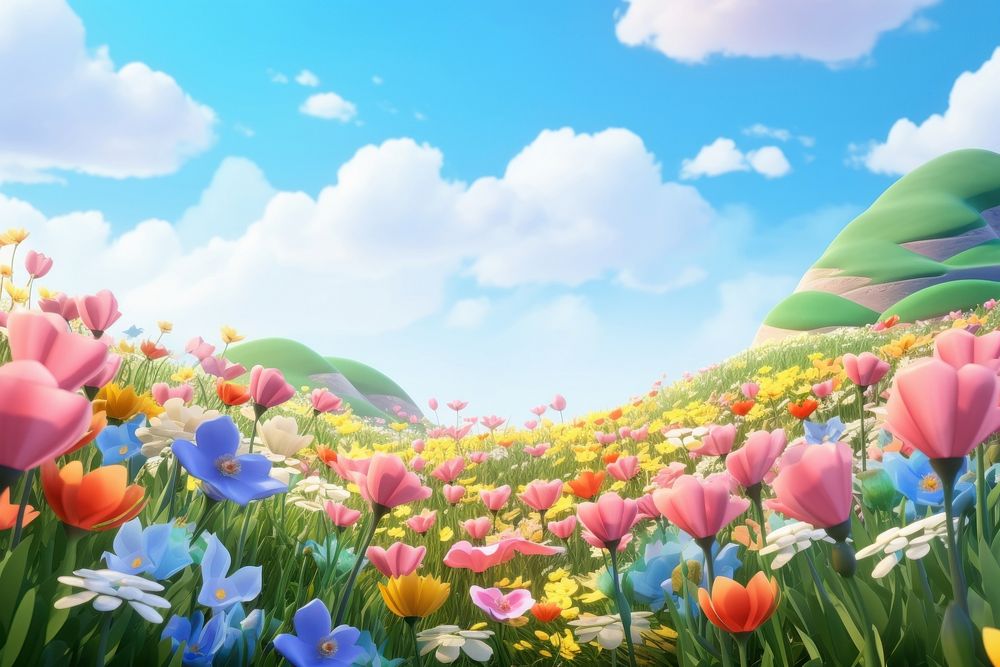 Flower landscape outdoors blossom. AI | Premium Photo Illustration ...