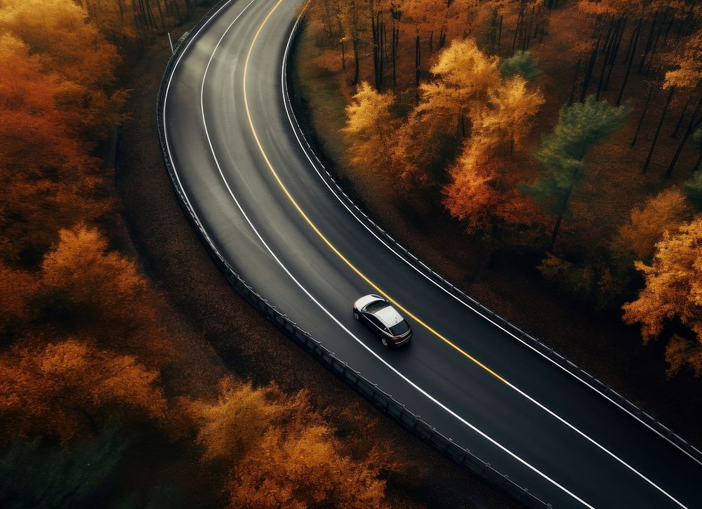 Road car vehicle autumn. AI generated Image by rawpixel.