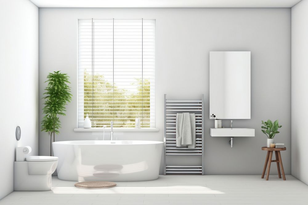 Bathroom bathtub toilet plant. AI generated Image by rawpixel.