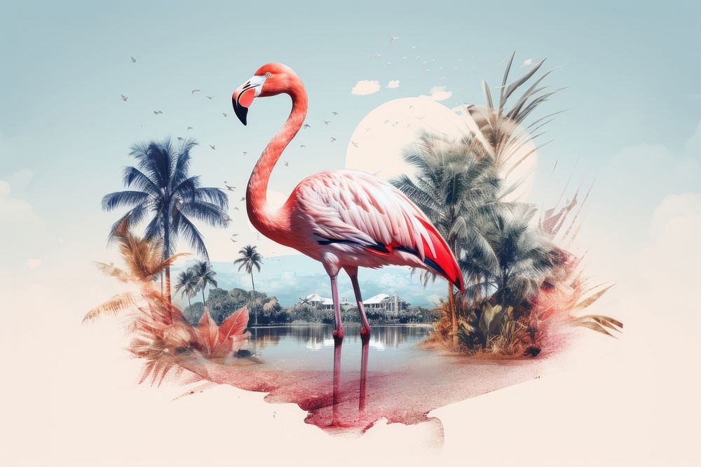 Flamingo animal bird spoonbill.