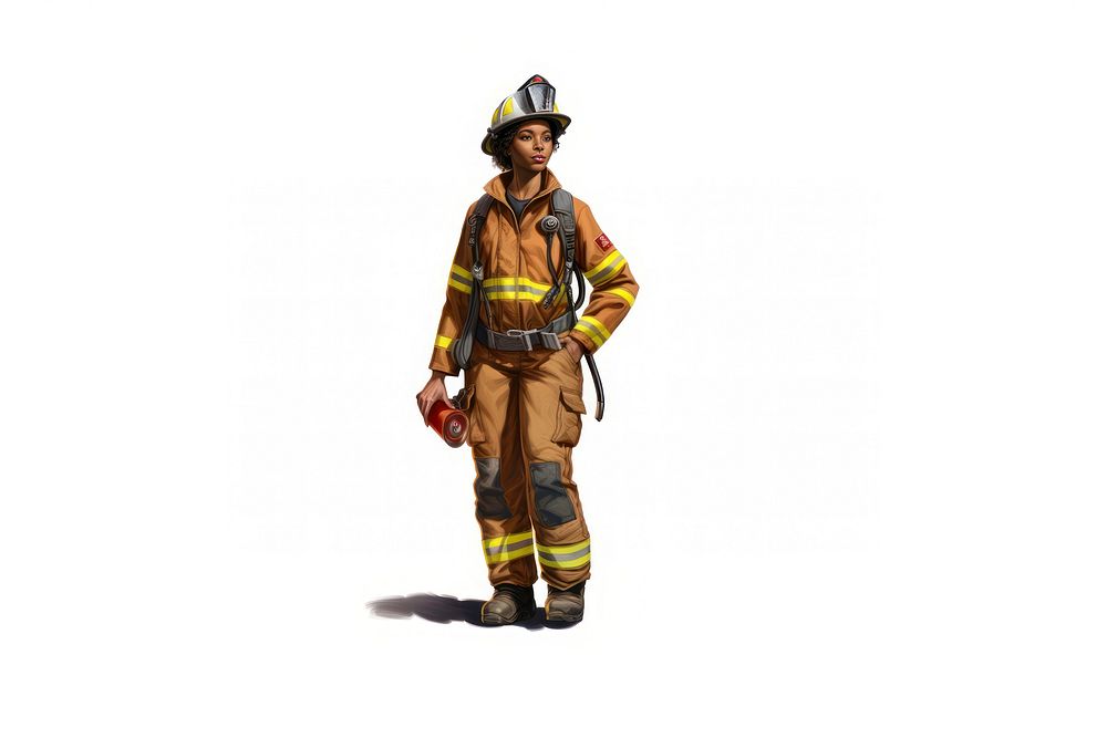 Firefighter adult man white background. AI generated Image by rawpixel.