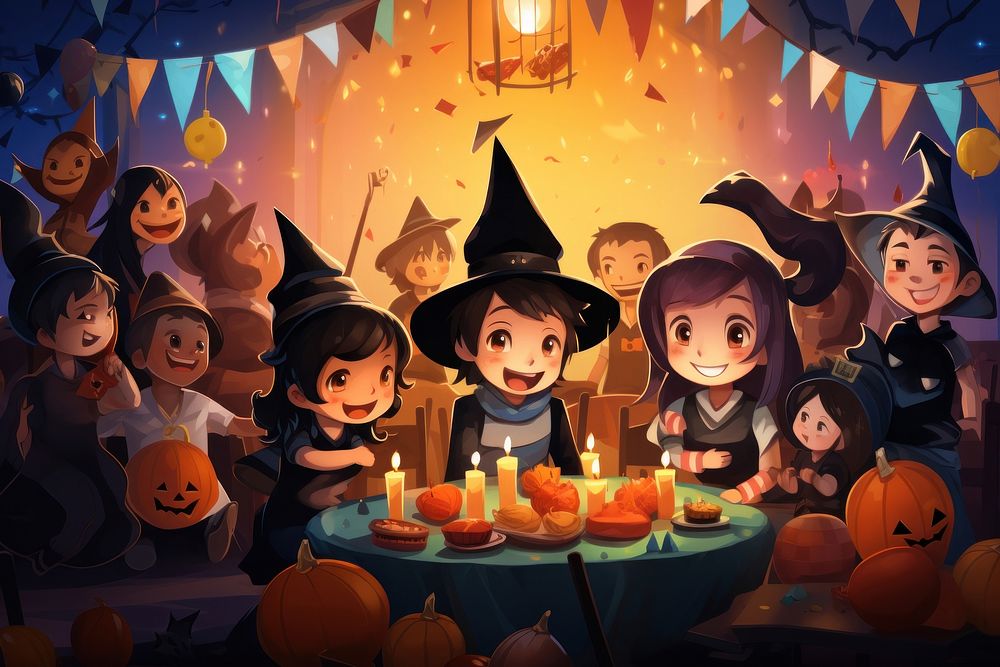 Halloween candle party anthropomorphic. AI generated Image by rawpixel.