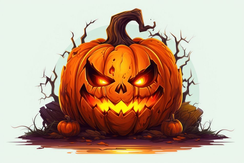 Halloween pumpkin anthropomorphic jack-o'-lantern. 