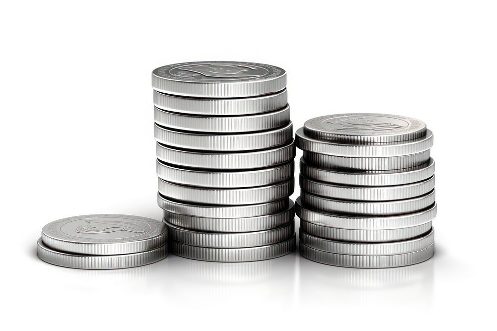 Silver coin money white background. AI generated Image by rawpixel.