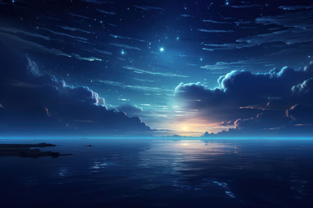 Night sky sea outdoors. AI generated Image by rawpixel.