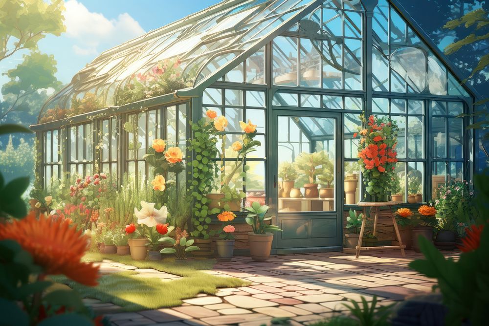 Greenhouse gardening outdoors flower. AI generated Image by rawpixel.
