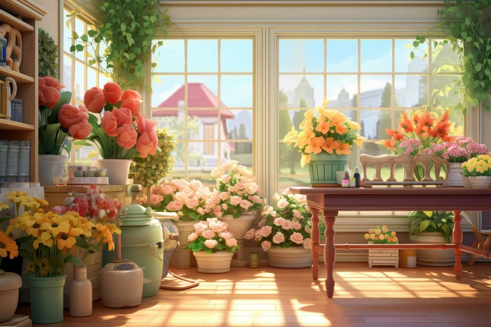 Flower window table plant. AI generated Image by rawpixel.