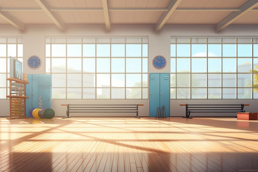 Flooring wood gym architecture. AI generated Image by rawpixel.