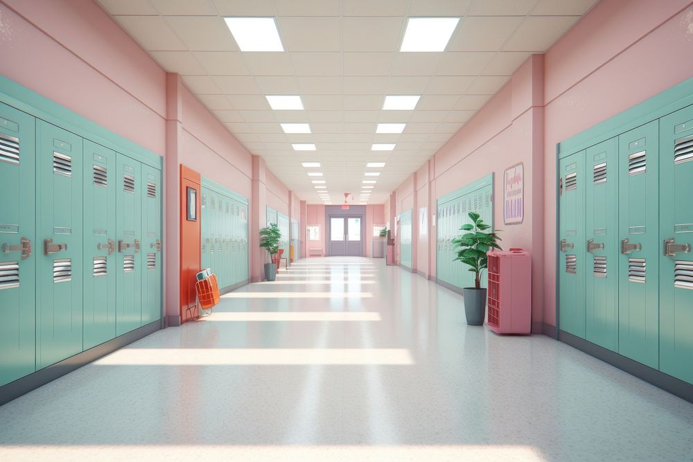 School architecture education corridor. AI generated Image by rawpixel.