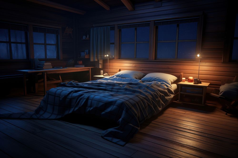 Lighting bed furniture bedroom. AI generated Image by rawpixel.