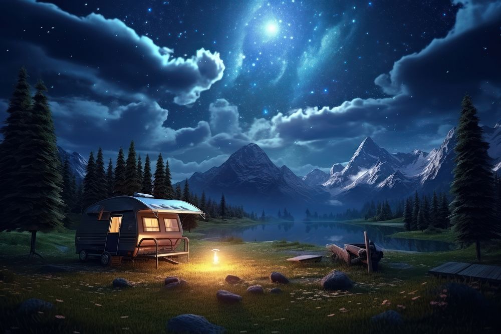 Camping night sky architecture. AI generated Image by rawpixel.