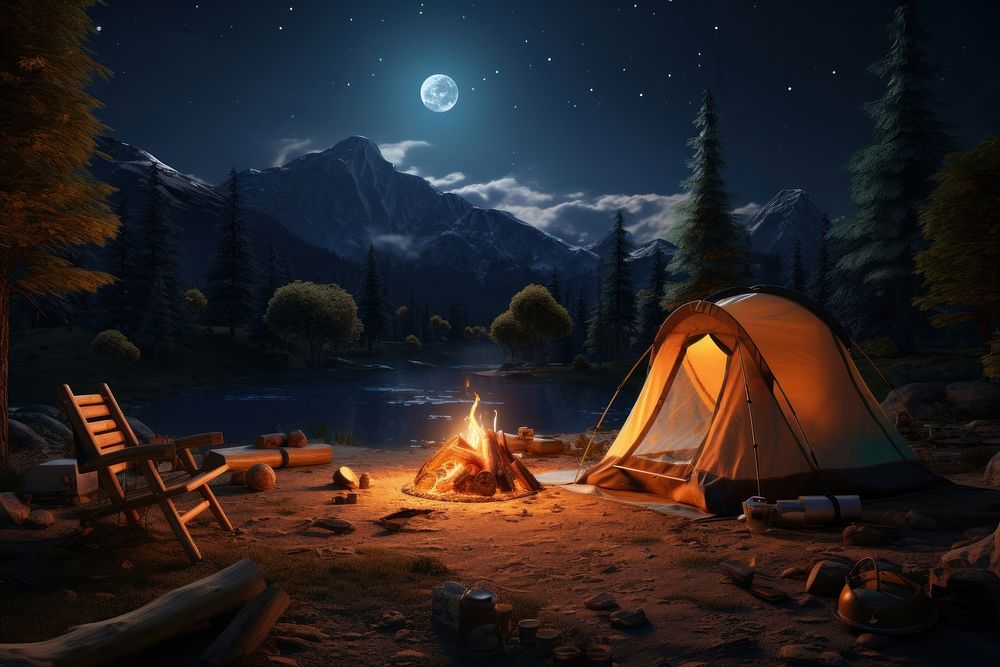 Night astronomy outdoors bonfire. AI generated Image by rawpixel.