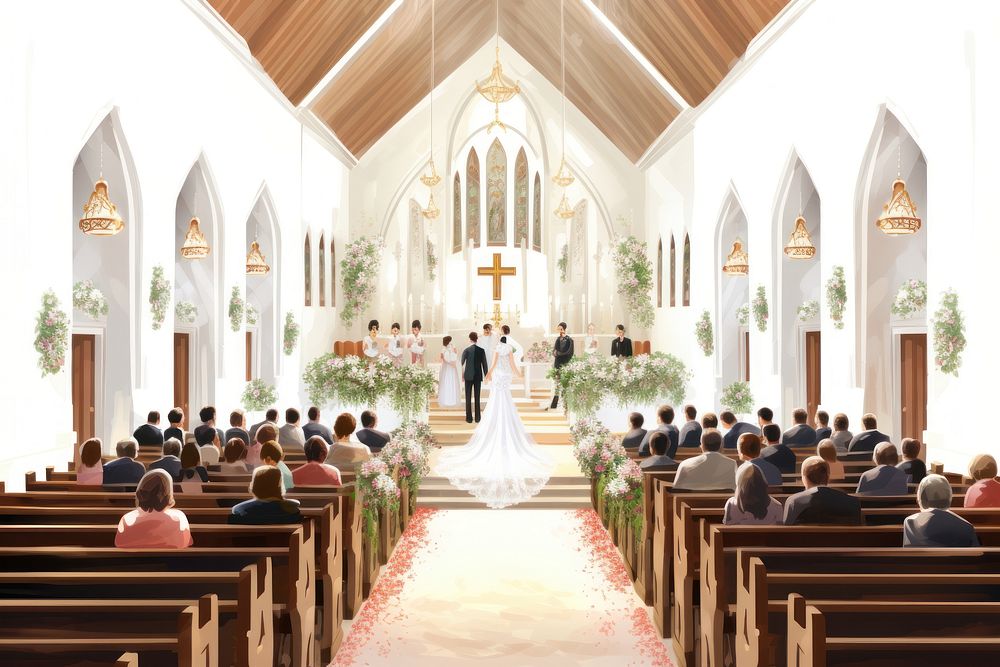 Wedding architecture ceremony building. AI generated Image by rawpixel.