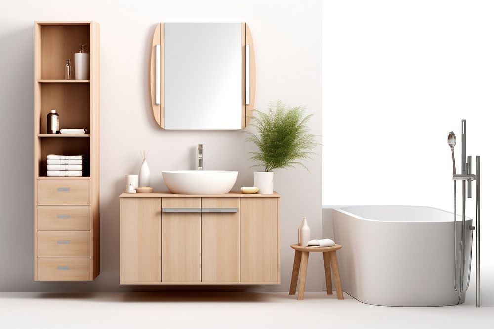 Furniture bathroom bathtub cabinet. AI generated Image by rawpixel.