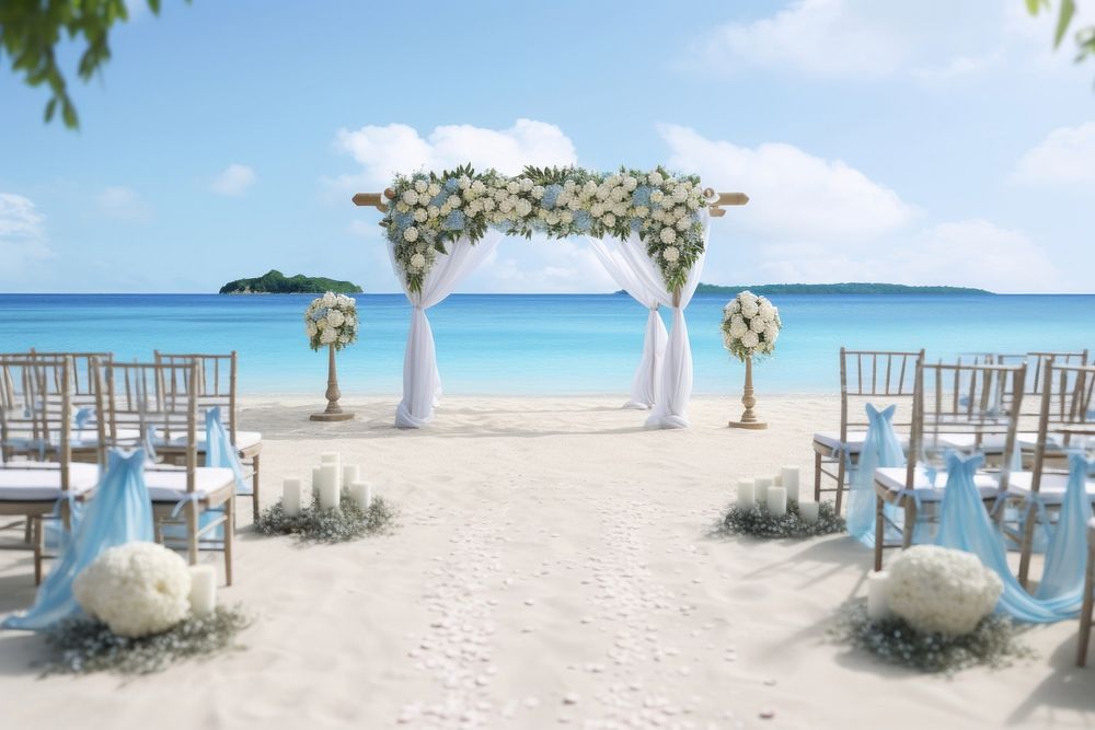 Wedding beach architecture ceremony. AI generated Image by rawpixel.