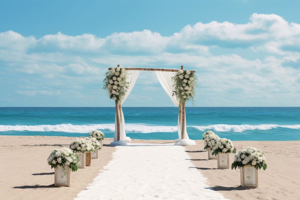 Wedding beach ceremony outdoors. AI generated Image by rawpixel.