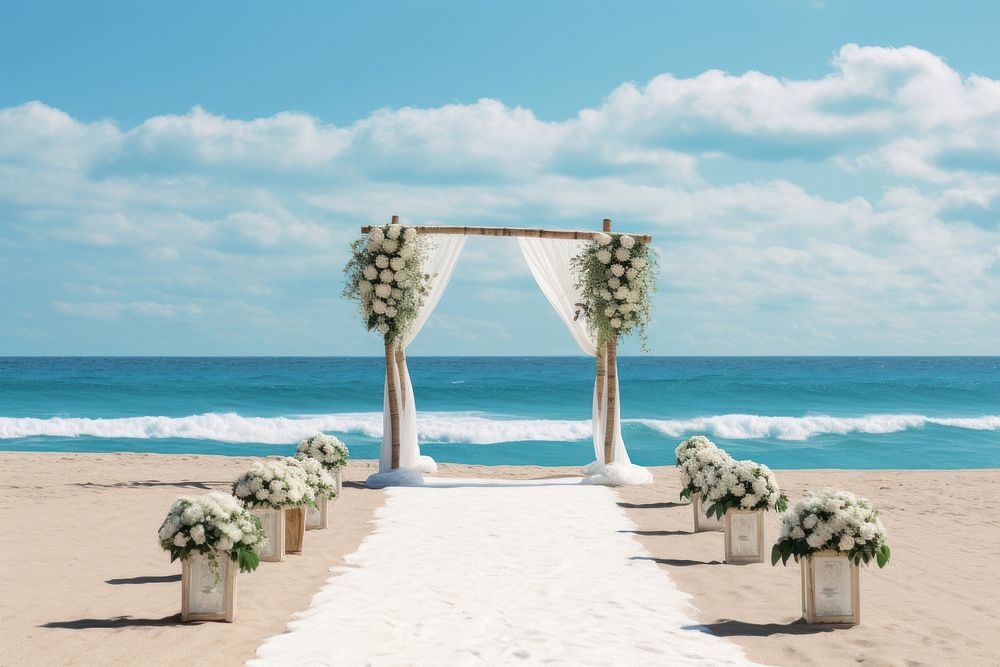 Wedding beach ceremony outdoors. 