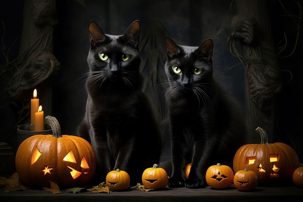 Halloween mammal animal black. AI generated Image by rawpixel.