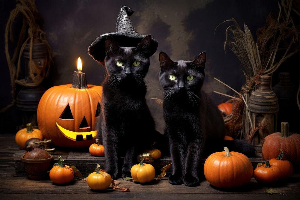 Halloween animal mammal black. AI generated Image by rawpixel.