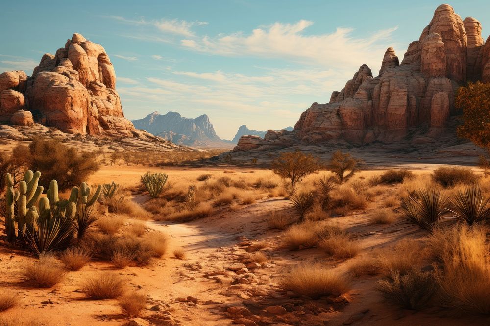 Wilderness desert landscape mountain. AI generated Image by rawpixel.