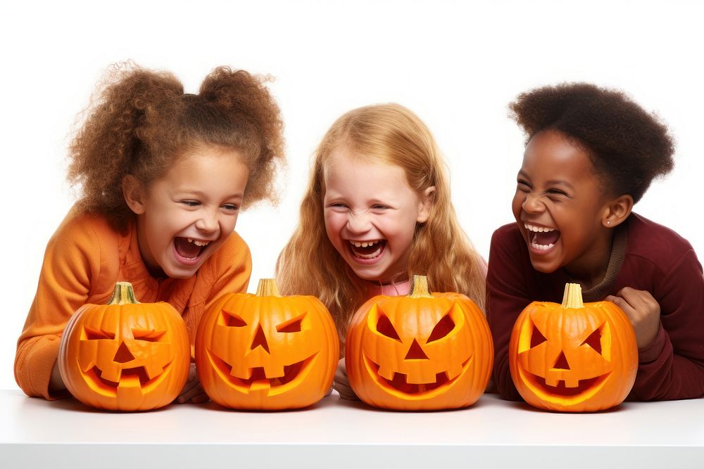 Halloween laughing pumpkin child. AI generated Image by rawpixel.